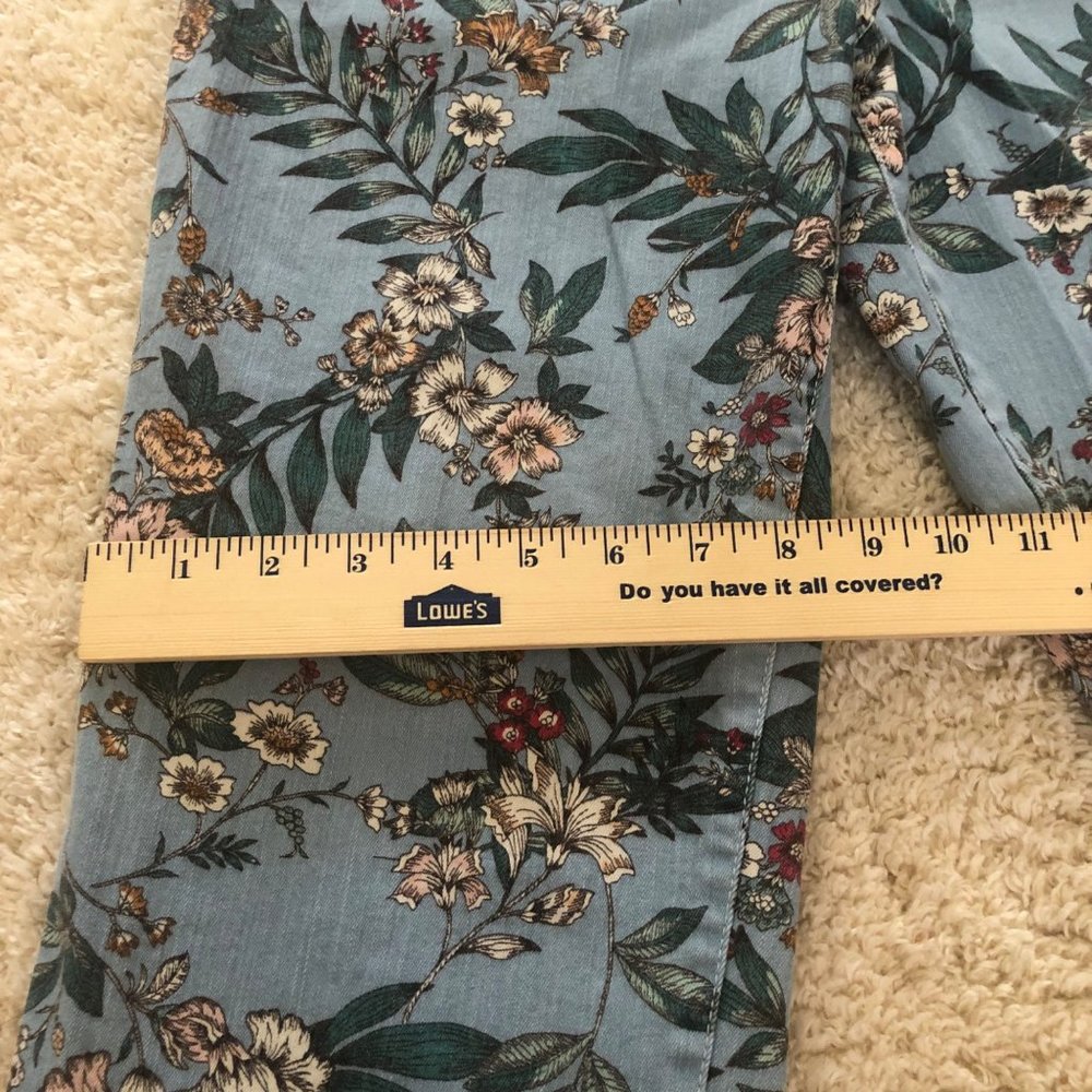 Code Bleu Size 12 Petite Blue Tropical Print Classic Capri - Picture 4 of 12